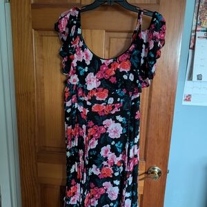 Torrid Black Maxi Dress with Vibrant Floral Print